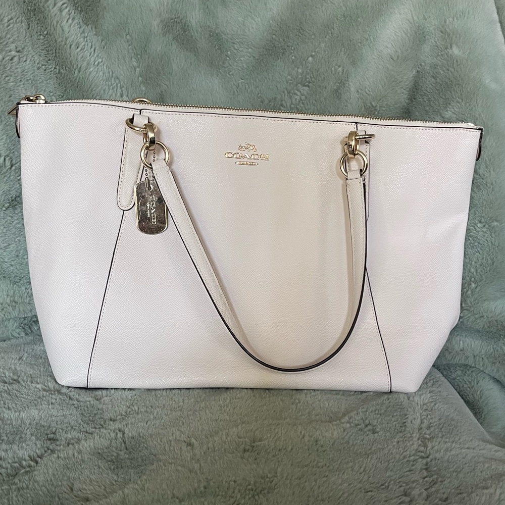 Coach White Leather Ava Tote Bag